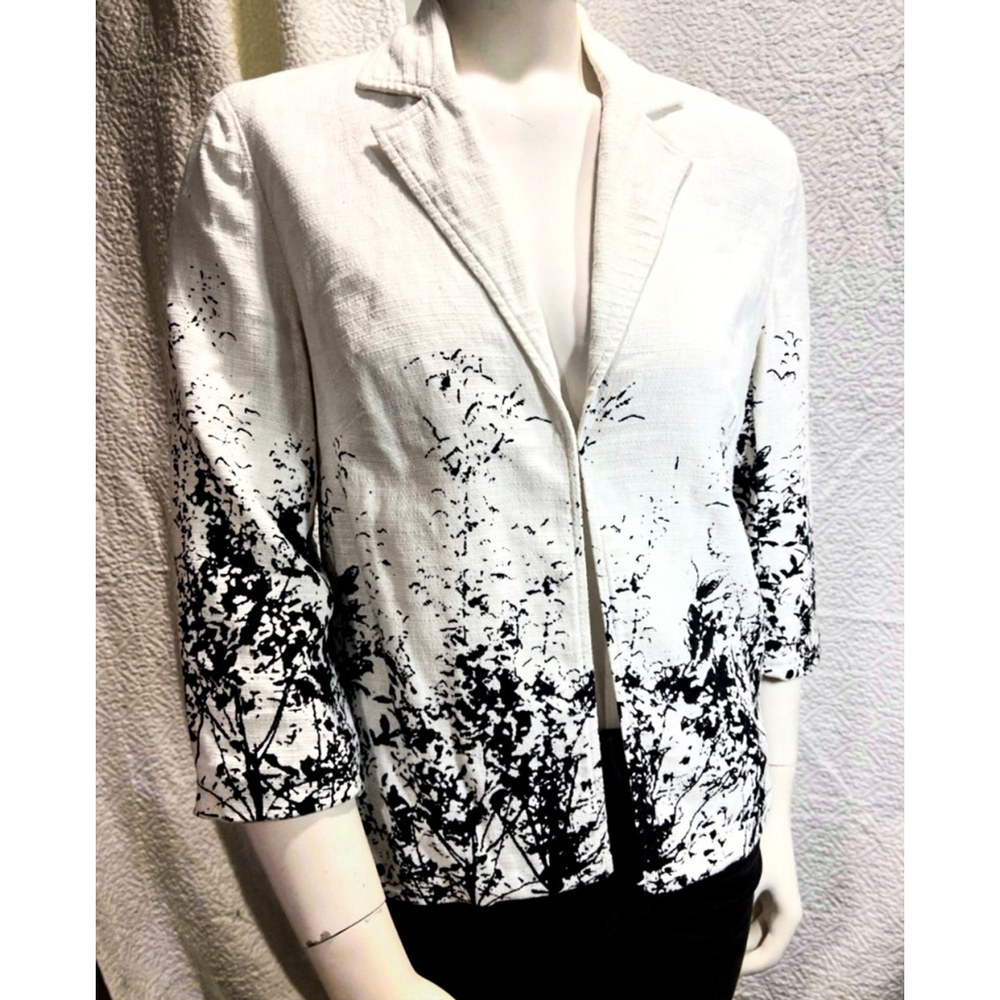 Coldwater Creek Black & White Abstract Print Blazer‎ Jacket - Women's XS - Picture 2 of 9